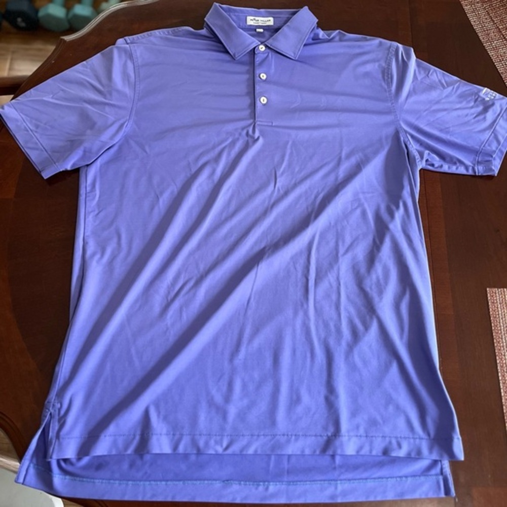 Peter Millar Summer‎ Comfort Purple Striped Golf Polo Shirt Size L Wolfdancer